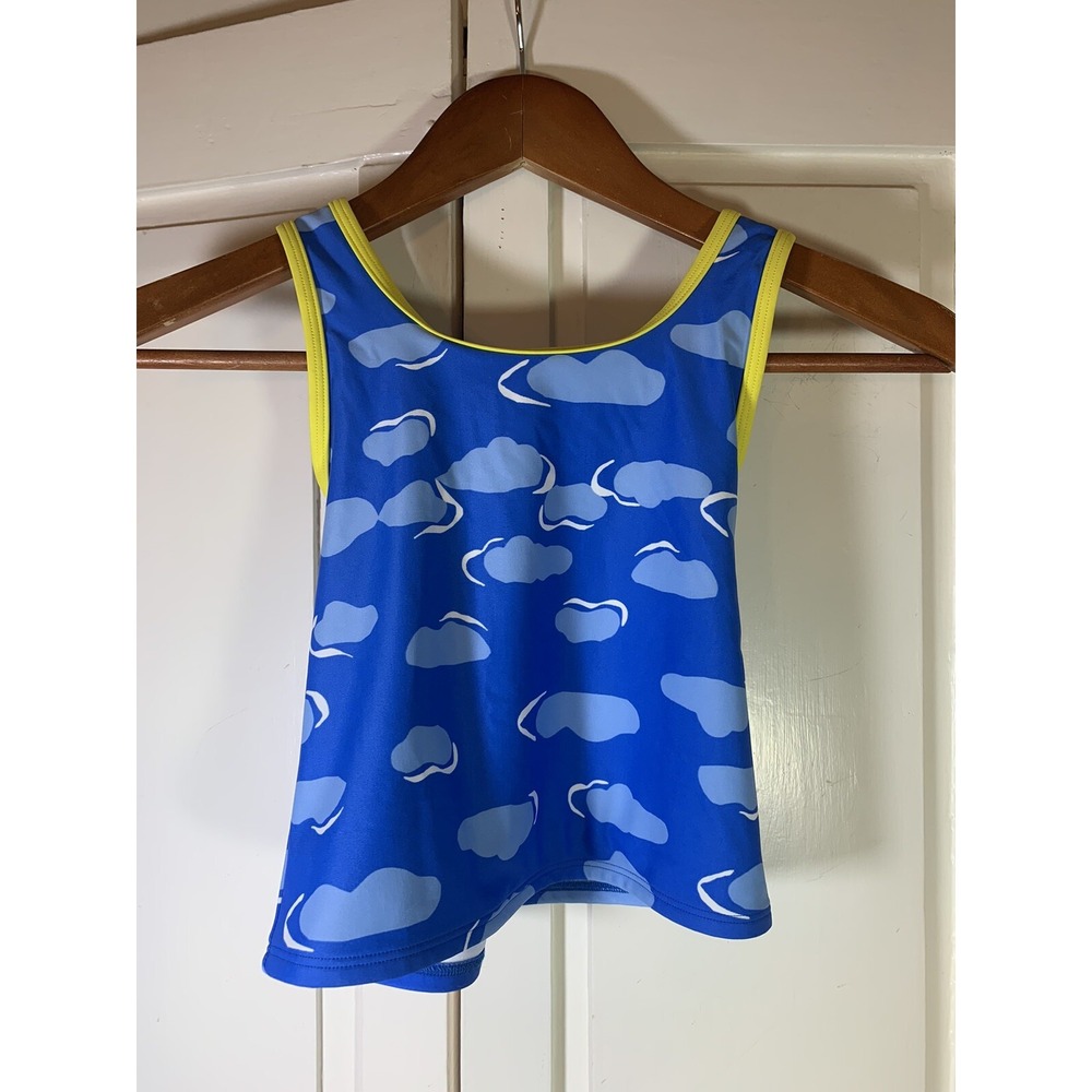 LL Bean Swim Top Tankini Girls Sz 8 Cloud Pattern  SPF 50 Cross Back Sun Smart - Picture 2 of 11